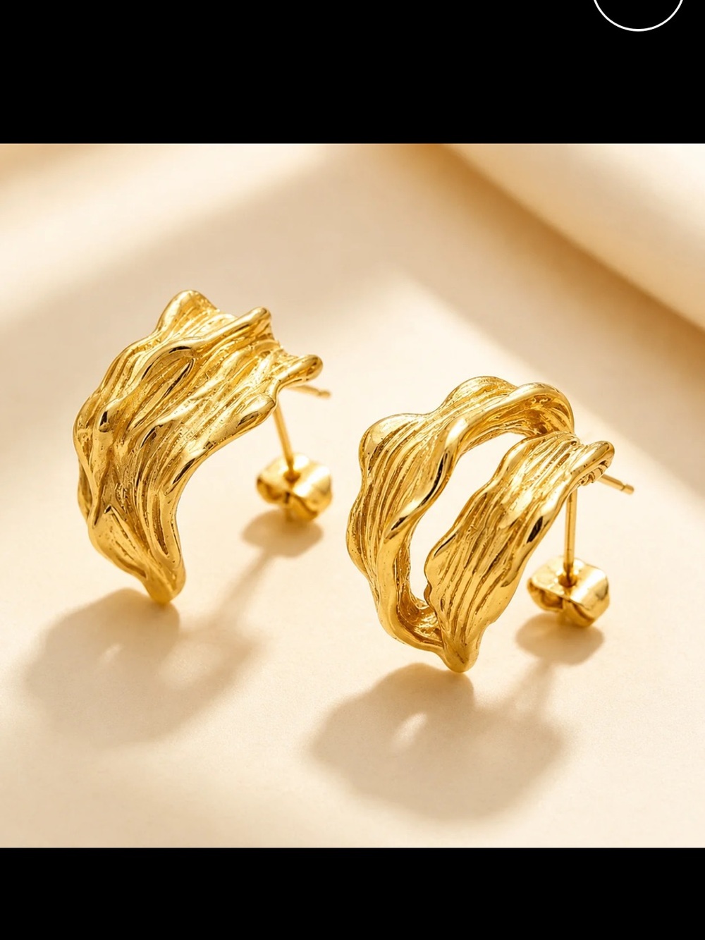 Talidara Golden Atelier Textured Gold Wave Hoop Earrings - Women Jewelry
